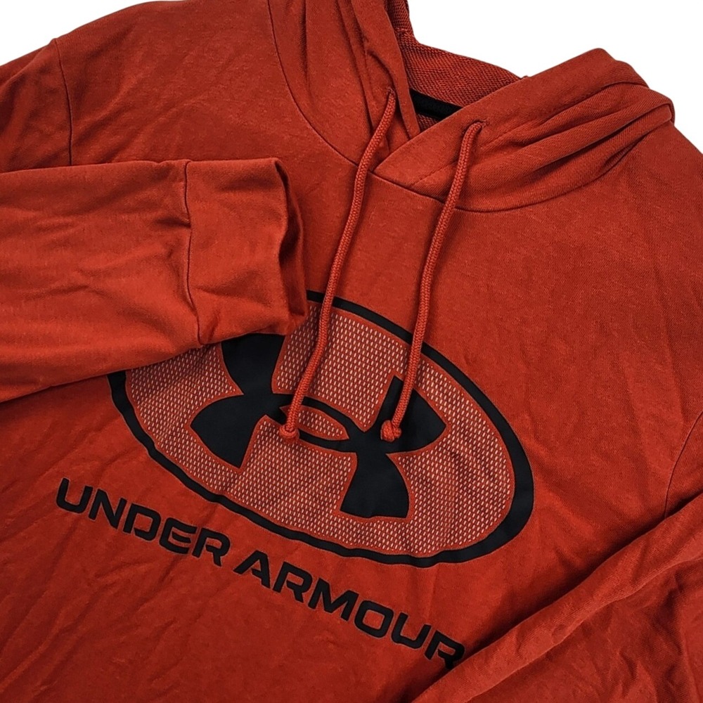 Under Armour Orange Hoodie XL Loose Fit Athletic Gym Activewear Pullover Mens